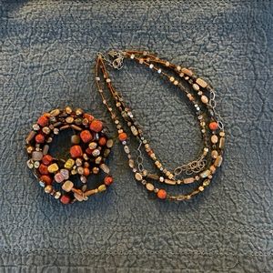 Bundle Silpada Coral Tuscan Sun Stretch Bracelets (5) & Fiesta Fun Necklace